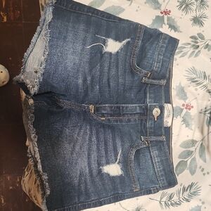 Abercrombie Kids Blue Jean Shorts Distressed Frayed Hem